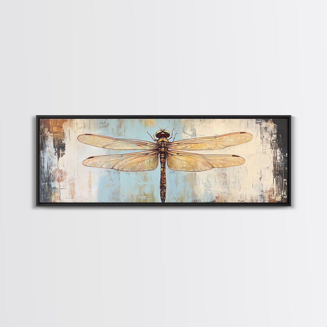 Detailed Dragonfly Insect Wall Art, Nature Inspired Canvas Print, Botanical Wall Decor, Rustic Wildlife Gift For Her, Office Decor