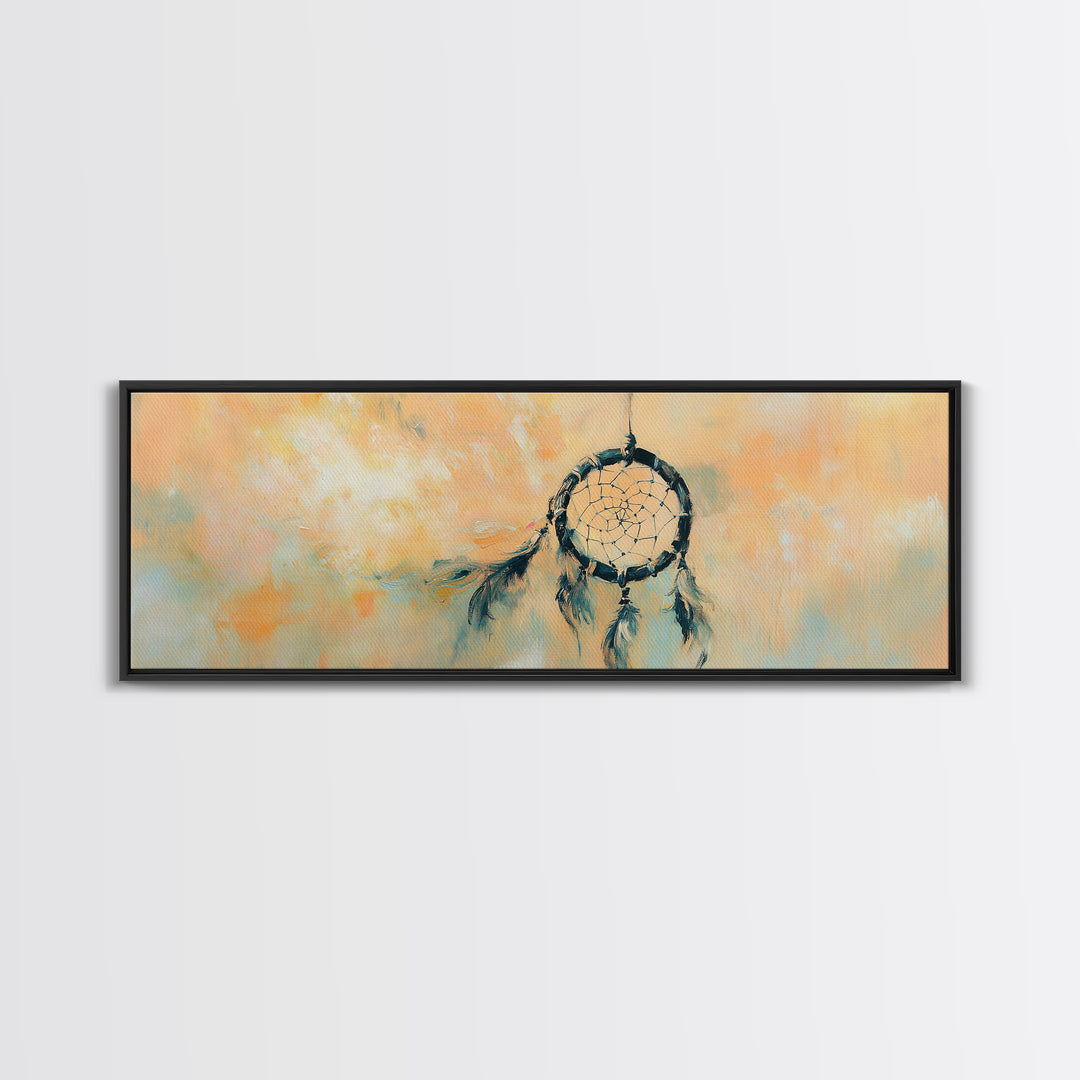 Boho Dreamcatcher With Feathers Wall Art, Southwestern Canvas Print, Spiritual Decor, Earth Tone Bedroom Gift For Her, Dorm Decor