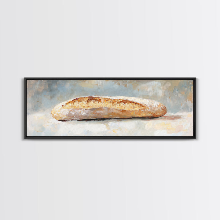 Rustic Baguette Bread Still Life Wall Art, French Bakery Canvas Print For Kitchen, Cafe Decor, Foodie Gift, Dining Room Print