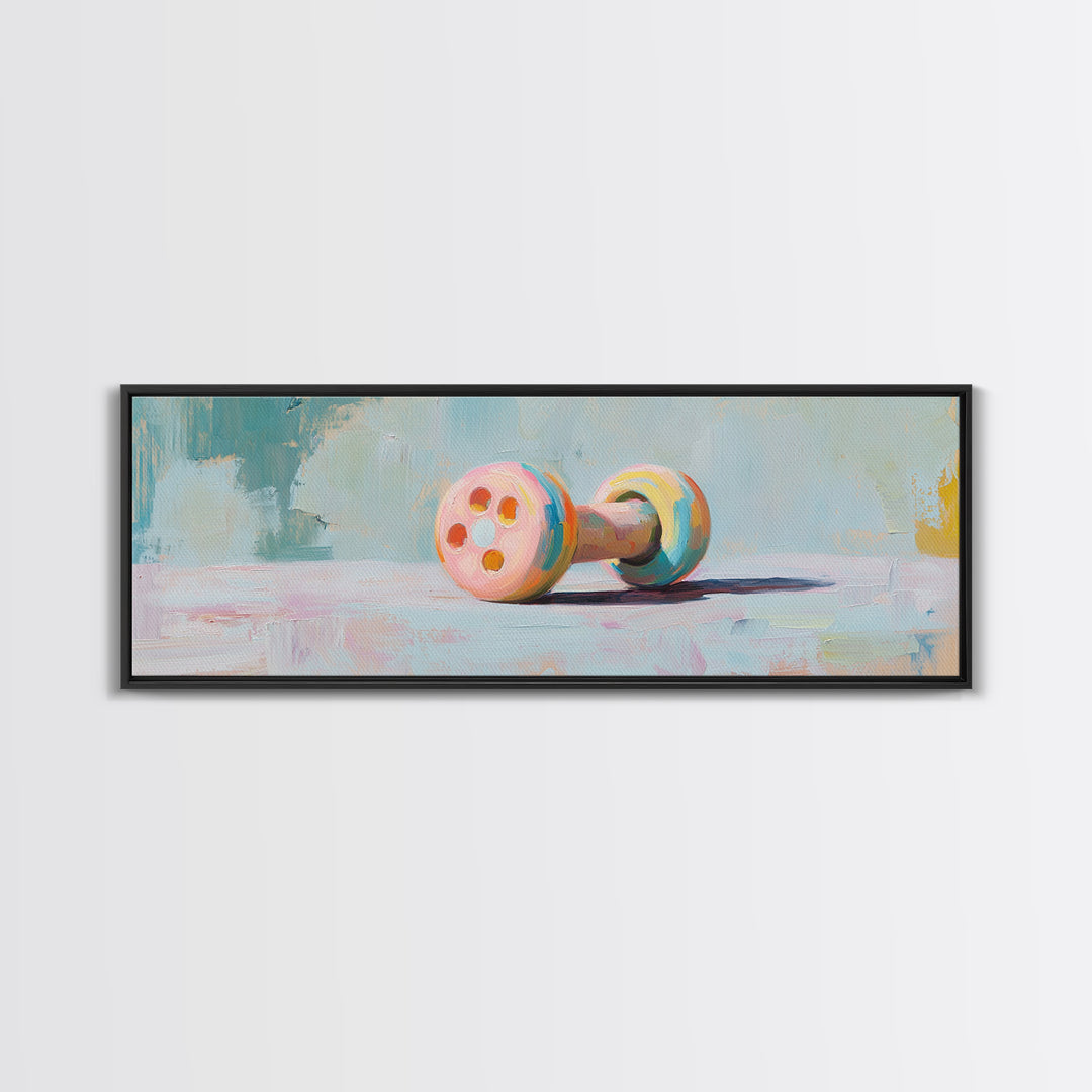 Pastel Dumbbell Still Life Canvas Print, Fitness Studio Decor, Home Gym Wall Art, Pilates Gift, Wellness Workout Room Decor