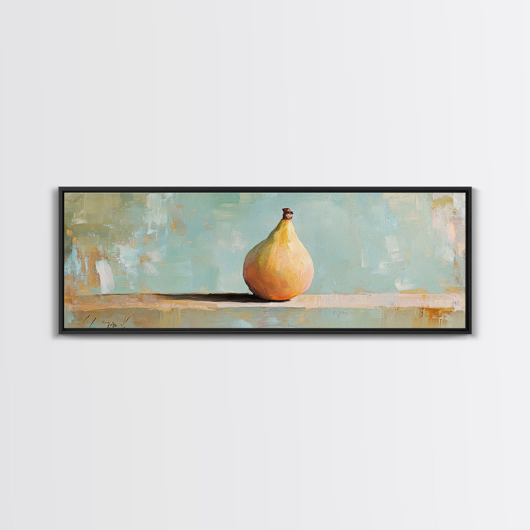 Golden Pear Still Life Framed Canvas Print, Rustic Kitchen Wall Art, Farmhouse Decor, Fruit Painting, Dining Room Decor Gift