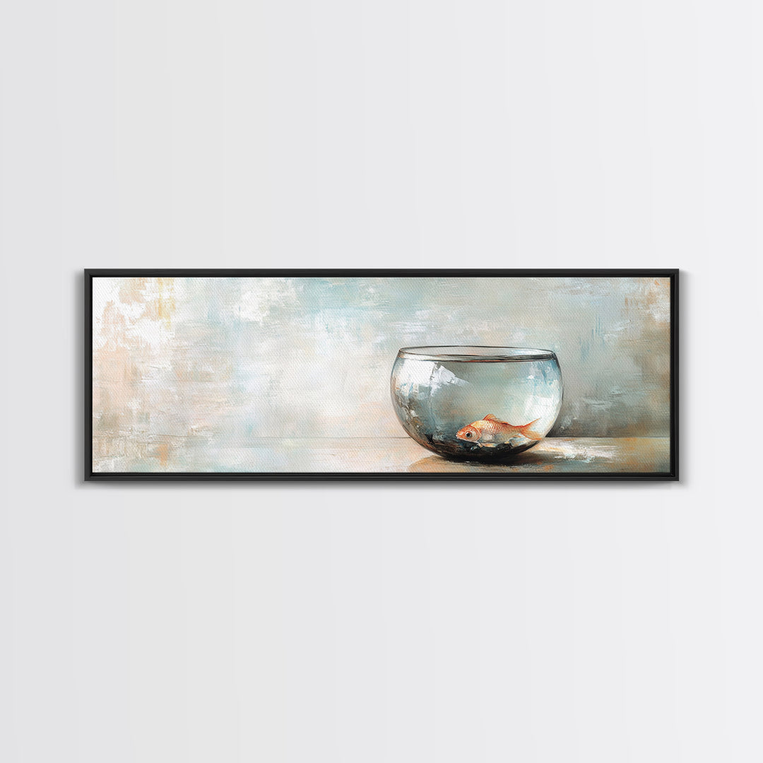 Goldfish In Glass Bowl Wall Art, Minimalist Ocean Decor, Animal Art Print, Coastal Bathroom Canvas Print, Gift For Fish Lovers