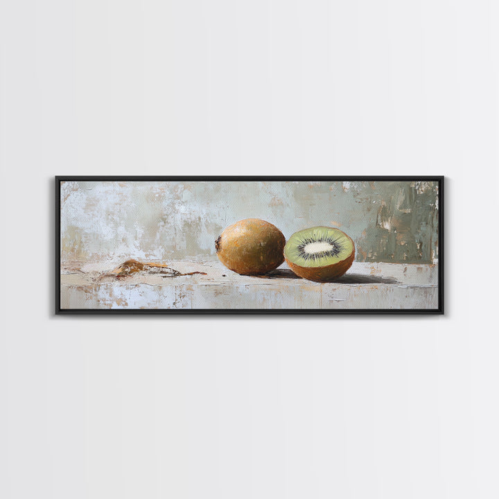 Whole And Sliced Kiwi Fruit Still Life Canvas Print, Kitchen Wall Art, Foodie Wall Decor, Farmhouse Dining Room Gift For Her