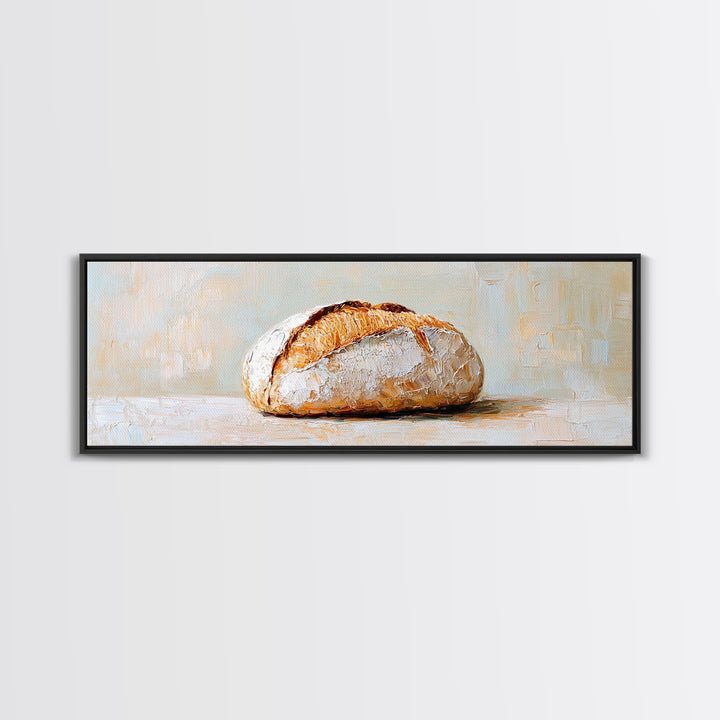 Crusty Artisan Bread Loaf Still Life Canvas Print, Rustic Kitchen Wall Art, Bakery Decor, Food Lover Gift, Farmhouse Decor