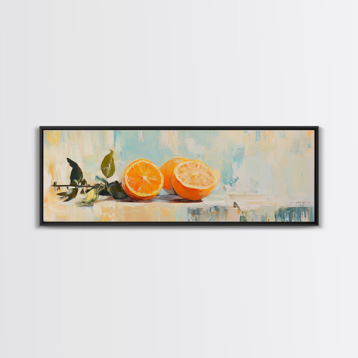Fresh Orange Still Life Wall Art, Citrus Kitchen Canvas Print, Mediterranean Decor, Fruit Art, Dining Room Prints Gift Idea
