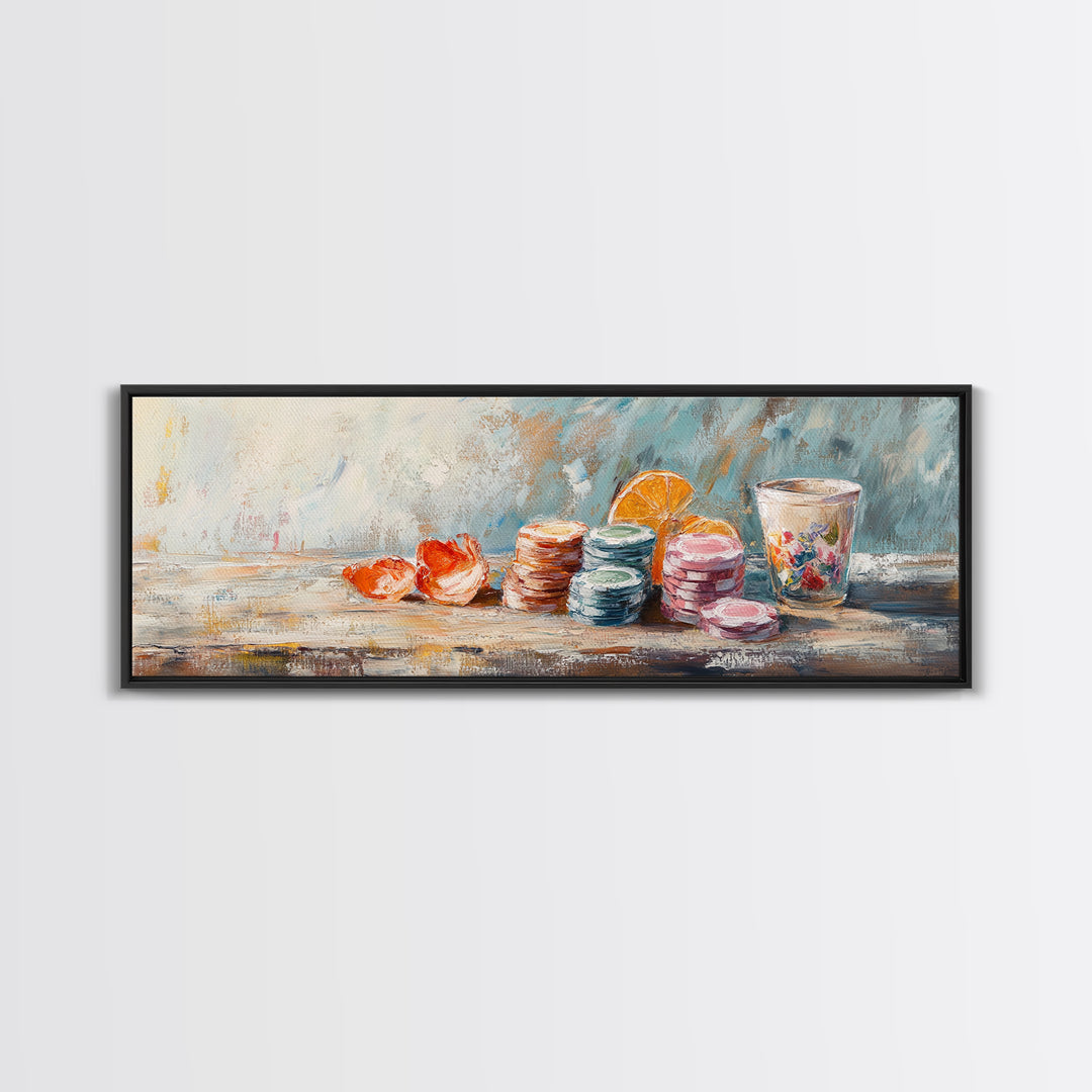 Pastel Macarons And Citrus Still Life Canvas Print, Kitchen Wall Art, French Patisserie Decor, Bakery Gift For Her, Cute Kitchen Decor