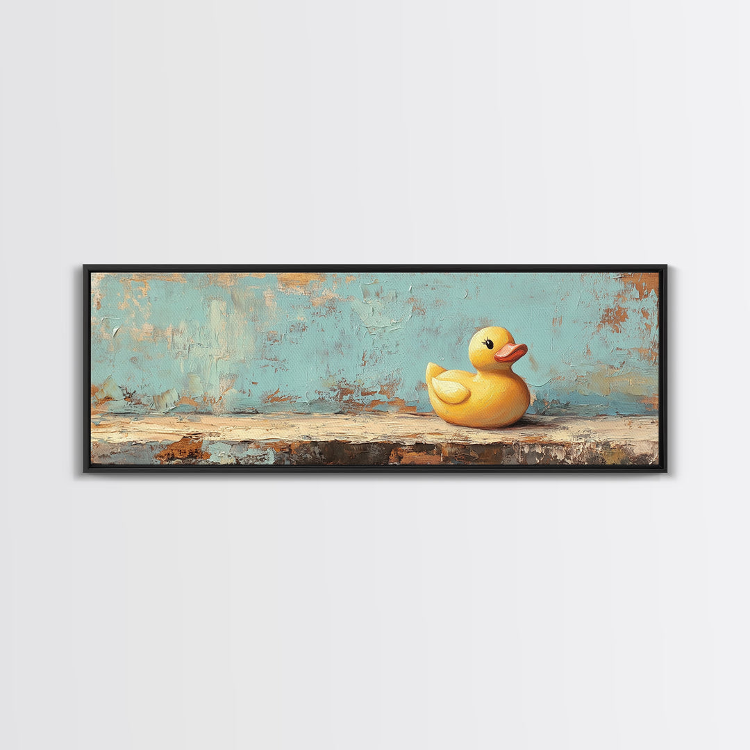 Yellow Rubber Duck Wall Art, Whimsical Bathroom Canvas Print, Cute Kids Room Decor, Playful Nursery Gift, Fun Wall Decor