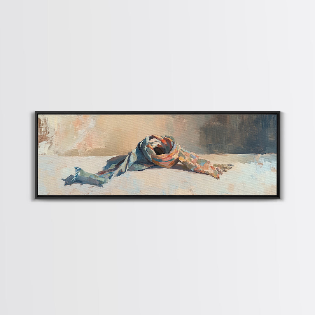 Soft Folded Scarf Still Life Canvas Print, Feminine Wall Art, Neutral Home Decor, Bedroom Decor, Gift For Her, Modern Art