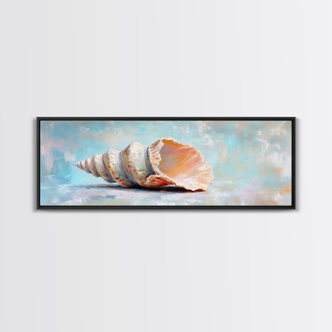 Large Pink Conch Seashell Framed Canvas Print, Coastal Wall Art, Beach House Decor, Ocean Wall Decor, Nautical Gift, Seaside Wall Art