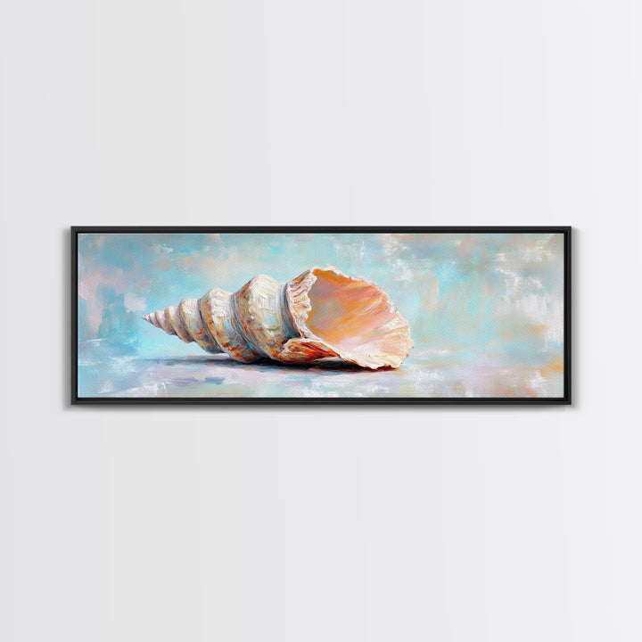 Large Pink Conch Seashell Framed Canvas Print, Coastal Wall Art, Beach House Decor, Ocean Wall Decor, Nautical Gift, Seaside Wall Art