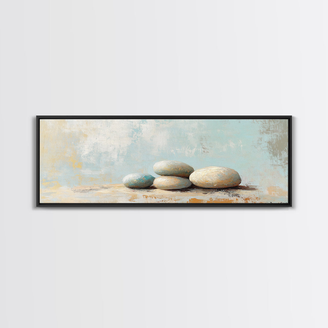Stacked Smooth Stones Wall Art, Zen Spa Decor Print, Minimalist Bathroom Wall Decor, Calming Neutral Art, Meditation Room Decor