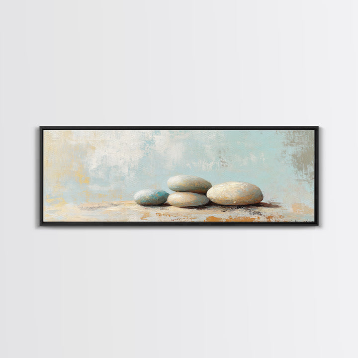 Stacked Smooth Stones Wall Art, Zen Spa Decor Print, Minimalist Bathroom Wall Decor, Calming Neutral Art, Meditation Room Decor