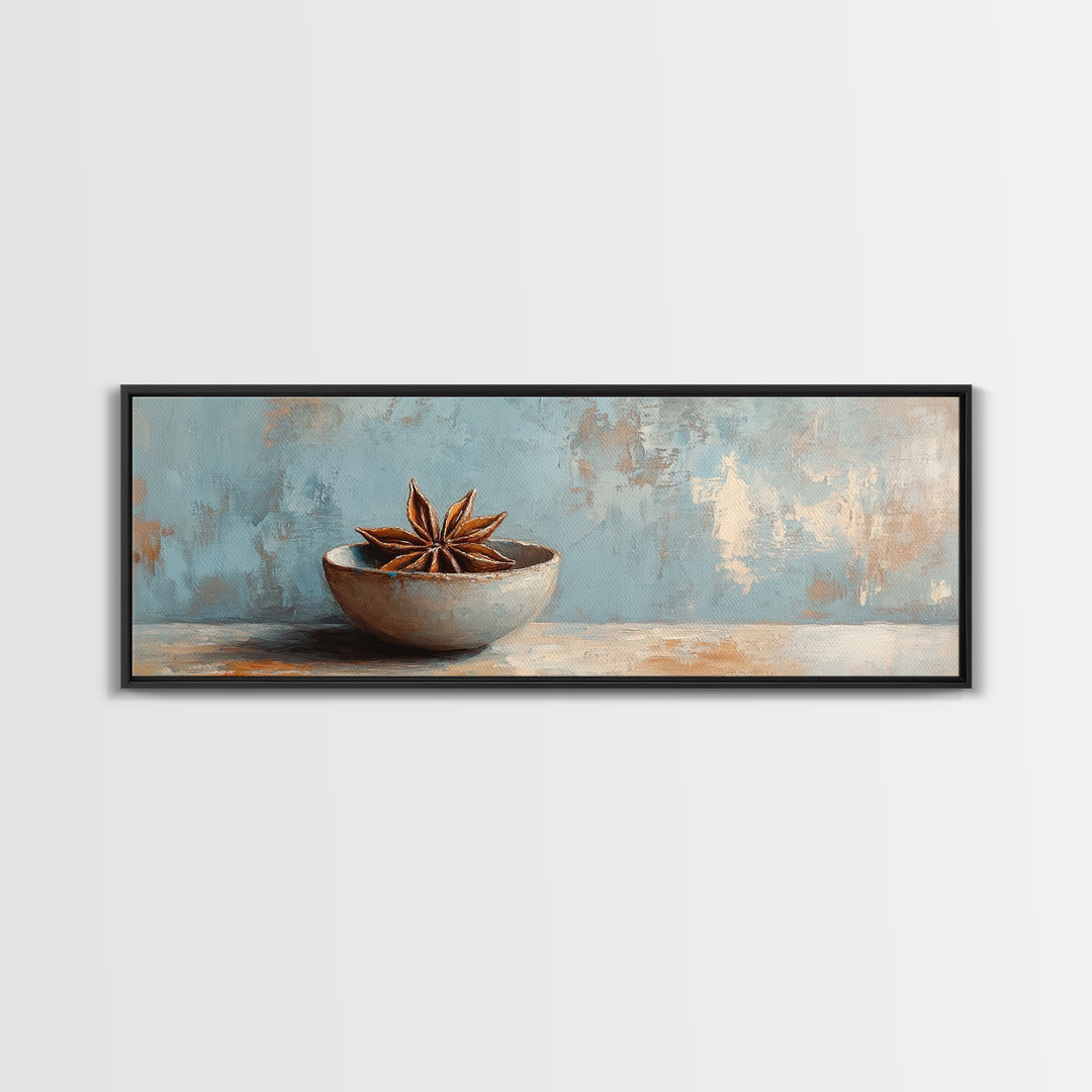 Star Anise Bowl Still Life Wall Art, Rustic Kitchen Decor, Neutral Canvas Print, Farmhouse Dining Room Artwork Home Decor Gift