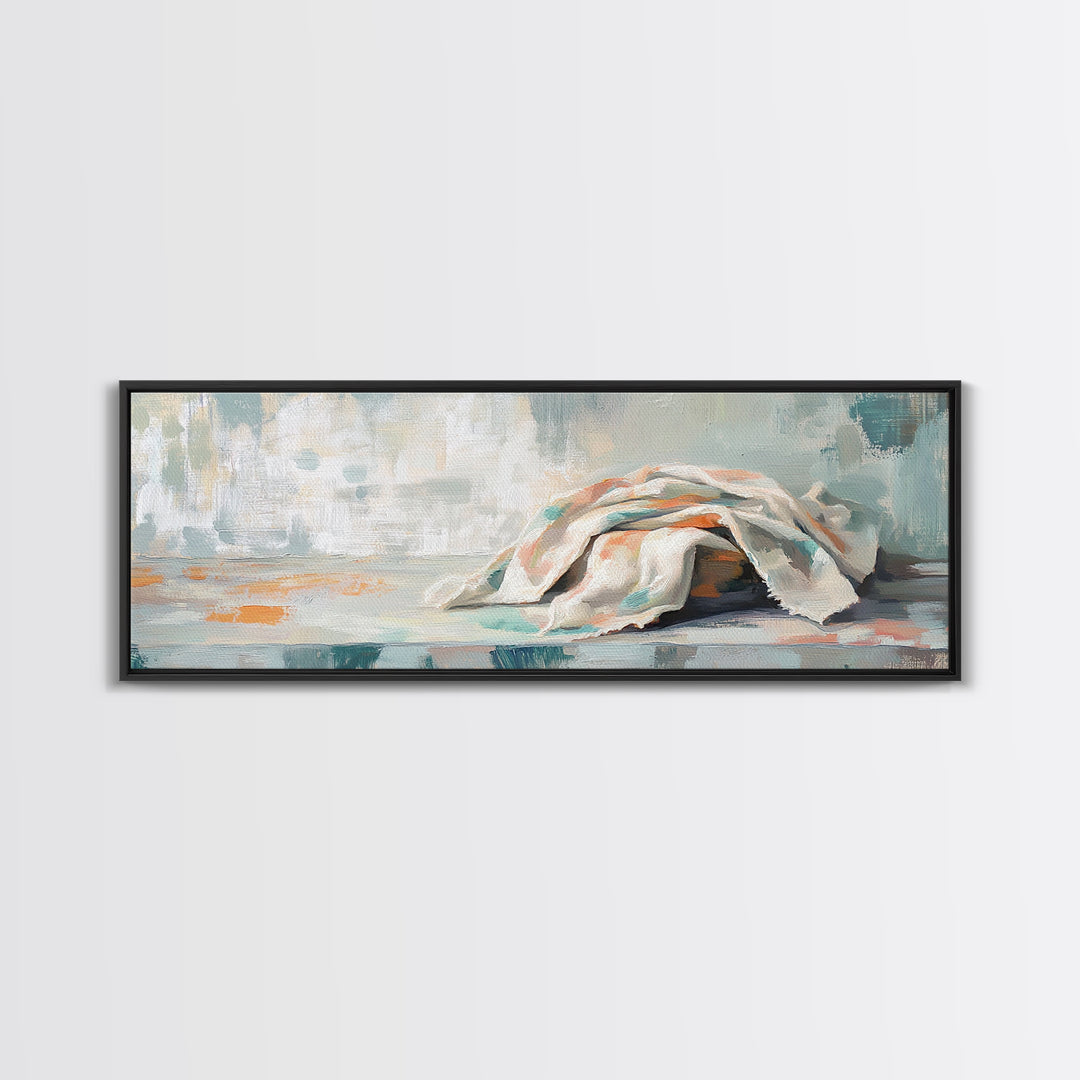 Soft Folded Linen Blanket Canvas Print, Neutral Wall Art, Minimalist Home Decor, Cozy Bedroom Decor, Wabi Sabi Art Print