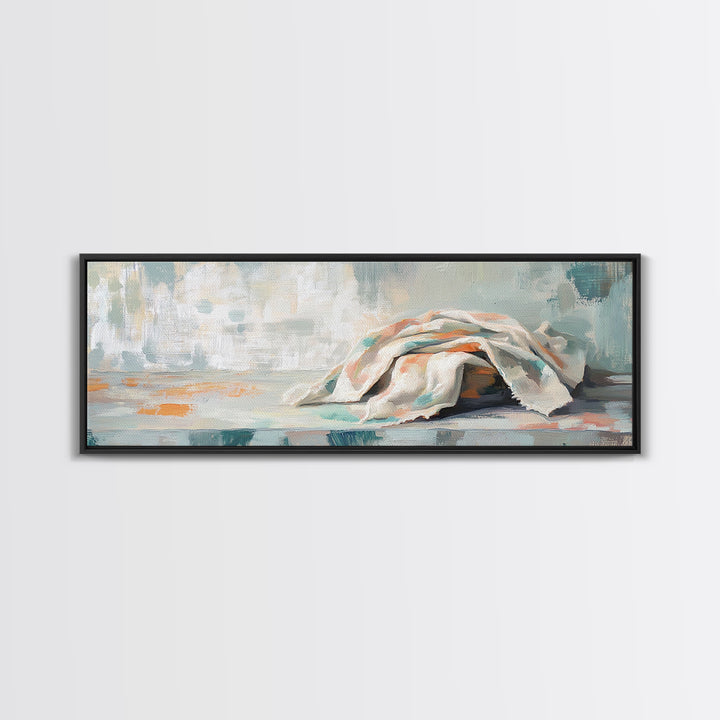 Soft Folded Linen Blanket Canvas Print, Neutral Wall Art, Minimalist Home Decor, Cozy Bedroom Decor, Wabi Sabi Art Print