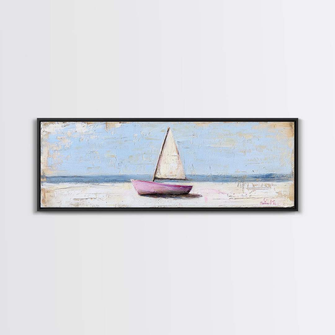 Small Sailboat On Calm Sea Canvas Print, Coastal Wall Art, Nautical Home Decor, Beach House Art, Serene Ocean Wall Decor