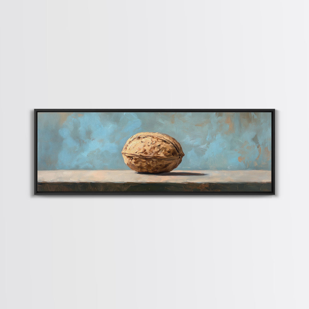 Single Walnut Still Life Wall Art, Minimalist Rustic Kitchen Print, Neutral Food Painting, Modern Farmhouse Decor, Gift For Foodie