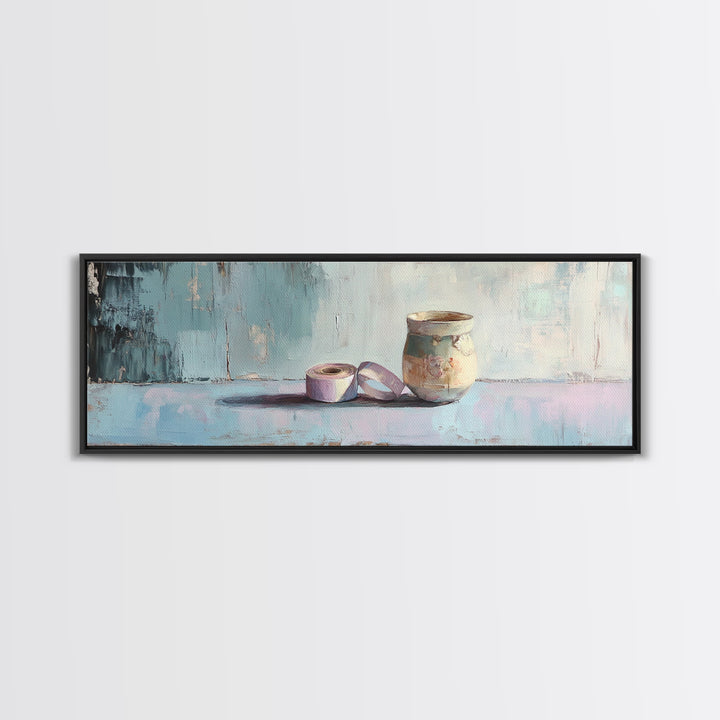 Ceramic Pot And Ribbon Still Life Wall Art, Minimalist Studio Decor, Rustic Craft Room Art Print, Neutral Modern Wall Decor