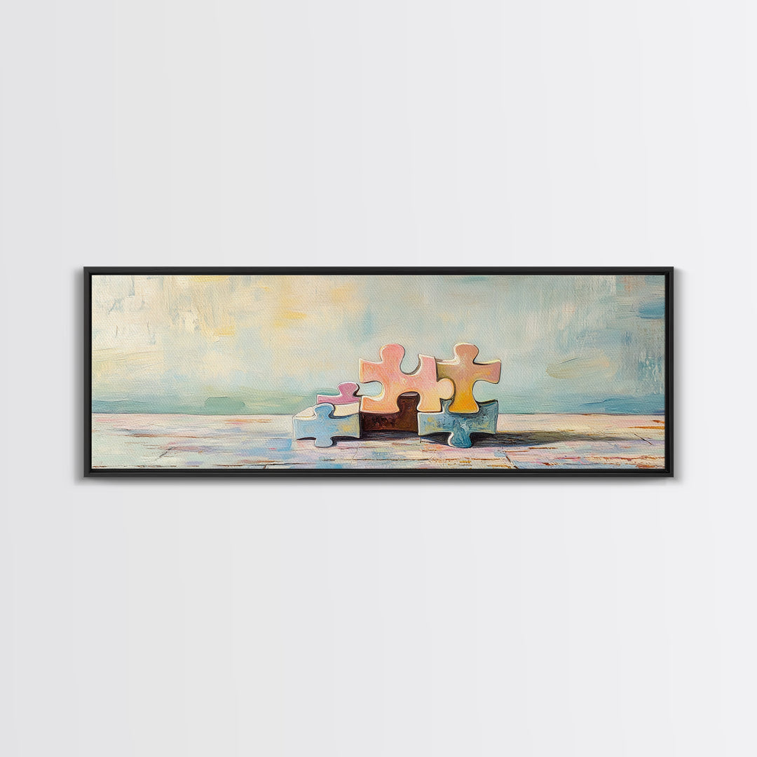 Pastel Puzzle Pieces Still Life Wall Art, Kids Room Decor, Nursery Wall Art, Playroom Print, Whimsical Gift For Family Decor