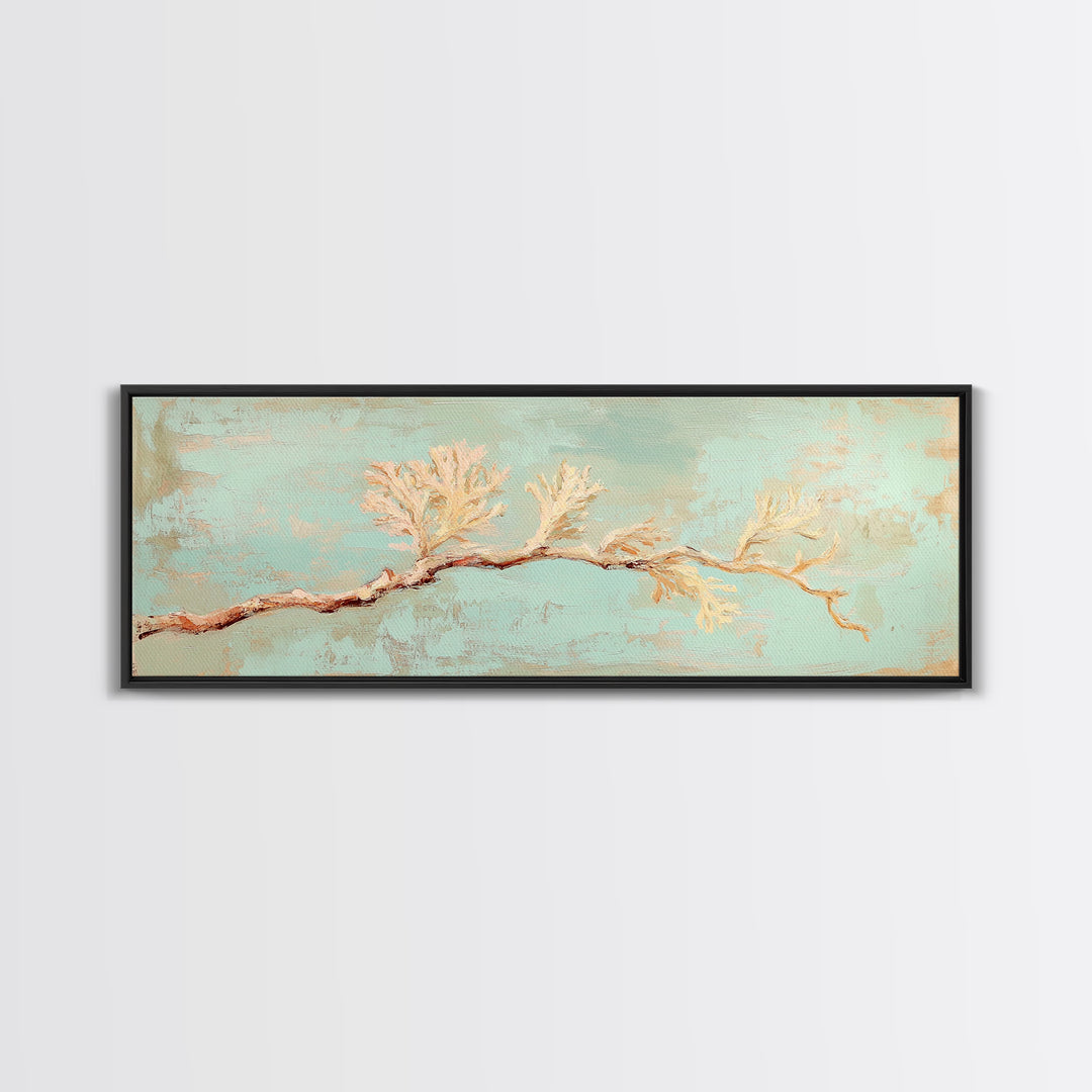 White Coral Branch Wall Art, Coastal Canvas Print, Beach House Decor, Minimalist Ocean Art For Serene Living Room Wall Decor