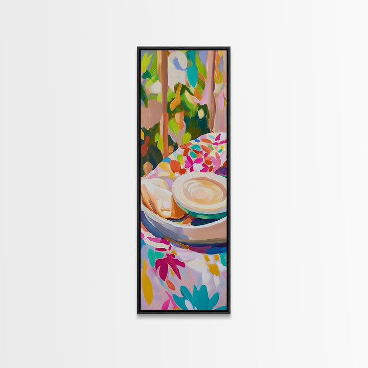 Croissant And Latte Cafe Breakfast Wall Art, French Bakery Print, Coffee Shop Decor, Kitchen Wall Art, Cozy Home Decor, Gift For Her
