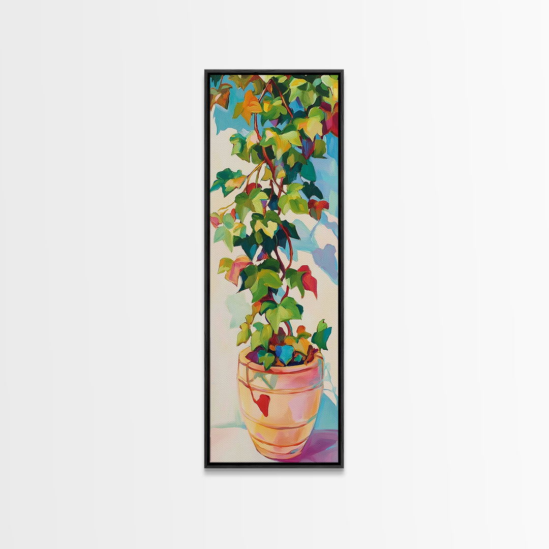 Trailing Houseplant Canvas Print, Colorful Botanical Wall Art, Plant Lover Gift, Boho Home Decor, Modern Nature Wall Art