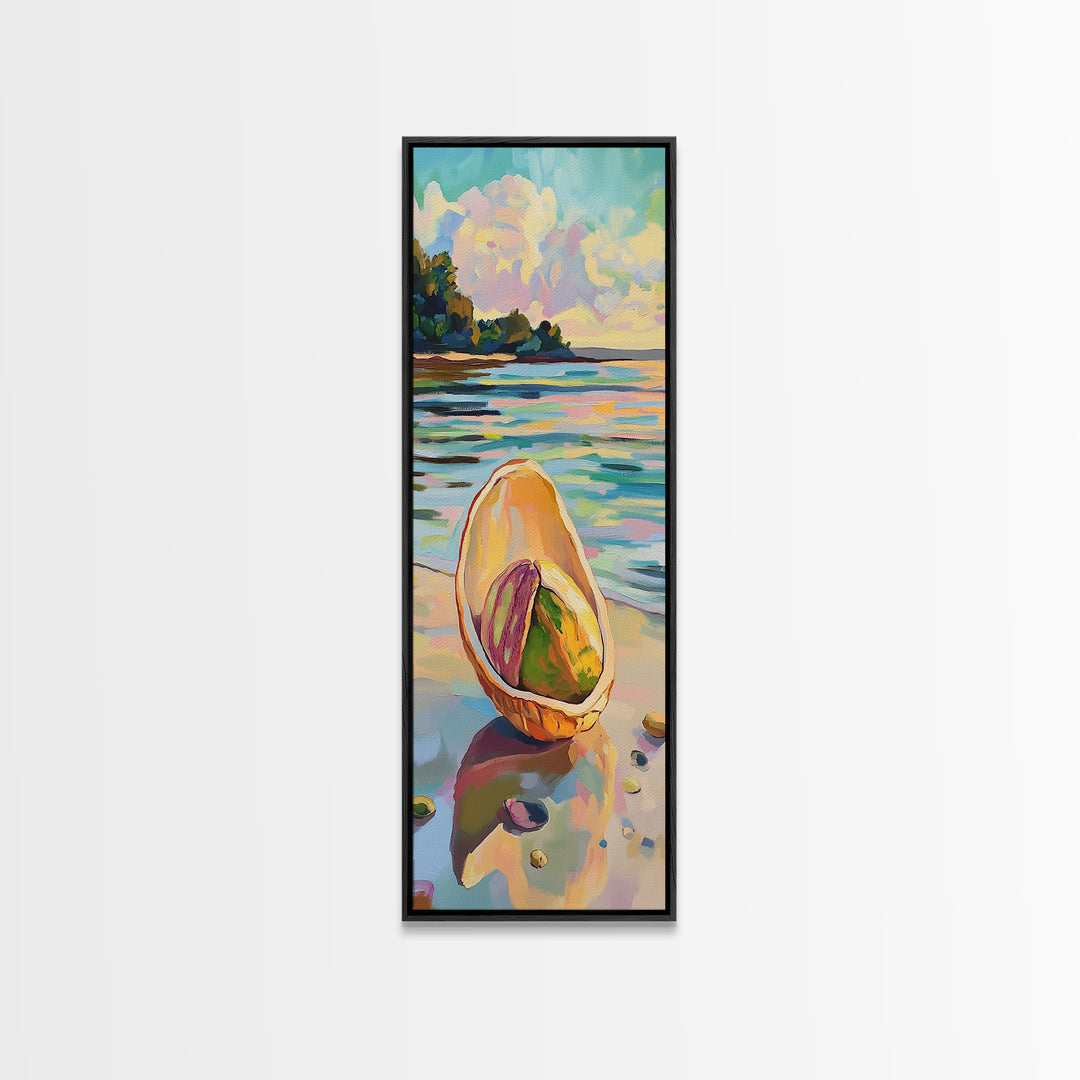 Seashell On Sunny Beach Canvas Print, Coastal Seascape Wall Art, Ocean Landscape, Beach House Decor, Summer Gift For Her