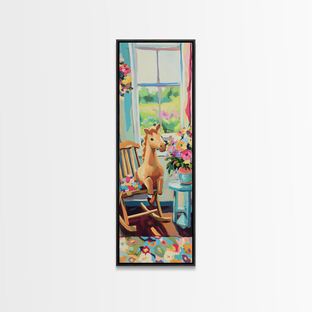 Sweet Giraffe Nursery Framed Canvas Print, Colorful Kids Room Wall Art, Baby Animal Decor, Whimsical Playroom Gift, Baby Shower Gift
