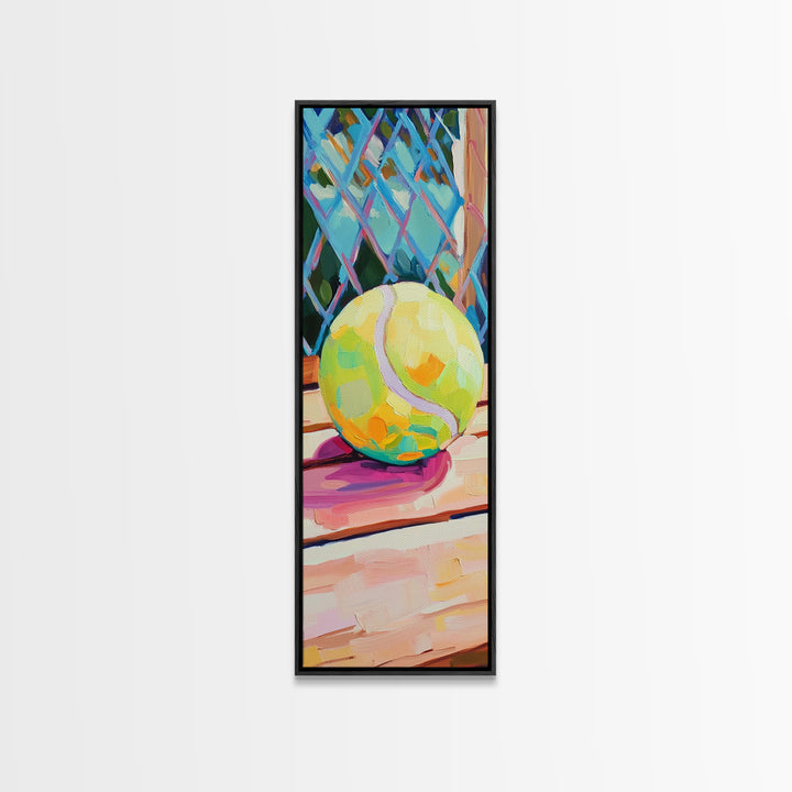 Bright Tennis Ball And Racquet Canvas Print, Tennis Wall Art, Sports Decor, Game Room Decor, Gift For Him, Athletic Decor