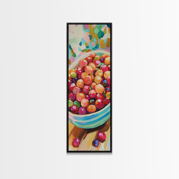 Colorful Cherry Bowl Wall Art, Vibrant Fruit Painting, Kitchen Wall Decor, Foodie Gift, Dining Room Print, Still Life Art