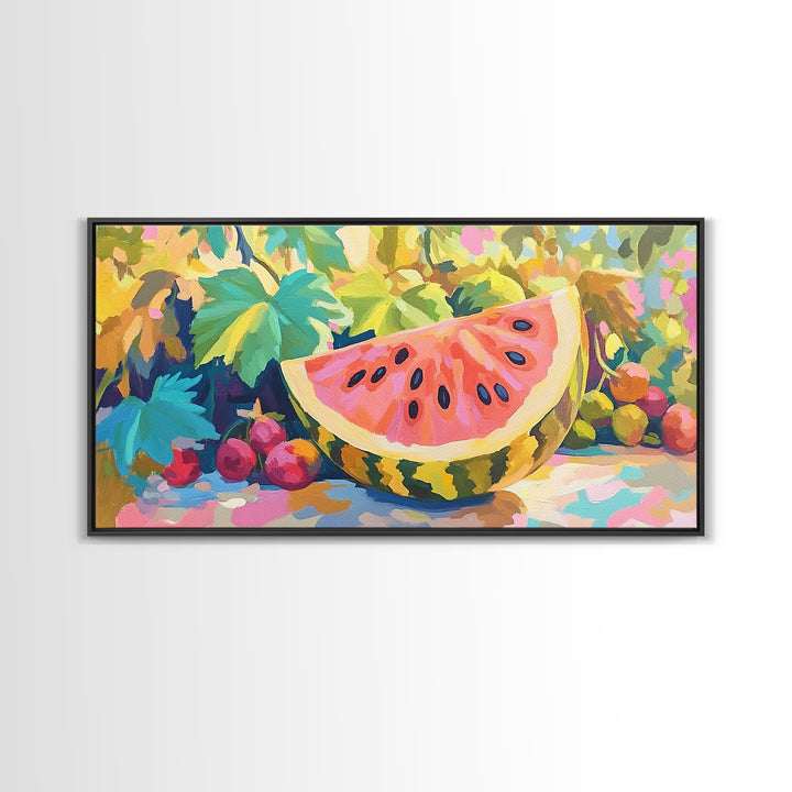 Juicy Watermelon Slice Canvas Print, Colorful Kitchen Wall Art, Summer Fruit Poster, Dining Room Decor, Food Lover Gift Idea