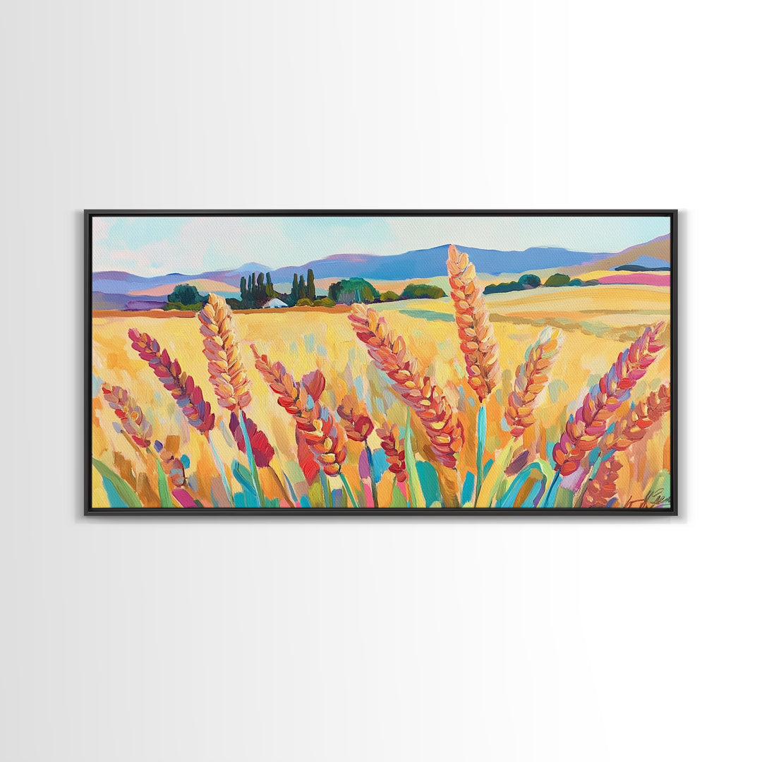 Golden Wheat Field Canvas Print, Rustic Country Landscape Art, Farmhouse Wall Decor, Kitchen Wall Art, Housewarming Gift
