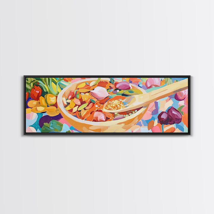 Colorful Kitchen Spice Bowl Canvas Print, Whimsical Food Wall Art, Bright Dining Room Decor, Chef Gift, Housewarming Gift