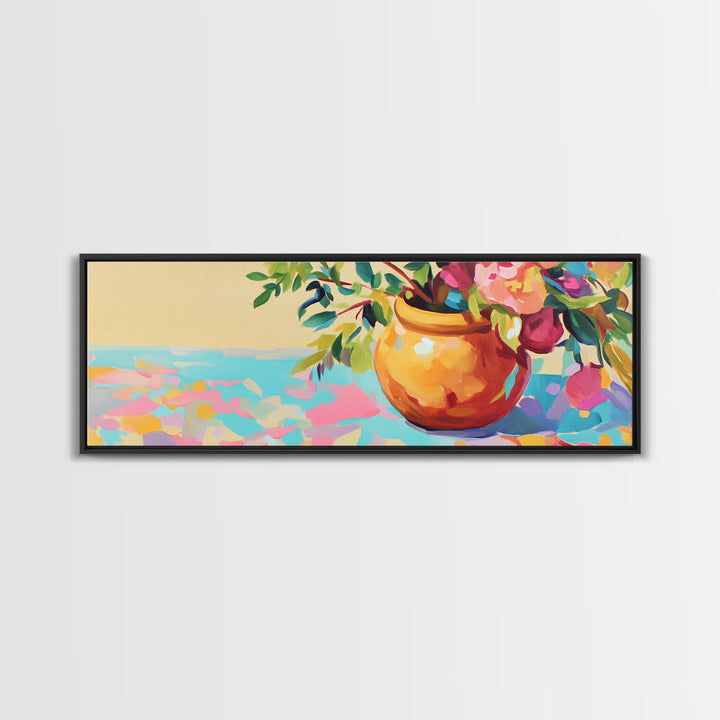 Orange Vase With Loose Floral Bouquet Wall Art, Minimalist Still Life Print, Warm Neutral Home Decor, Modern Wall Decor Gift