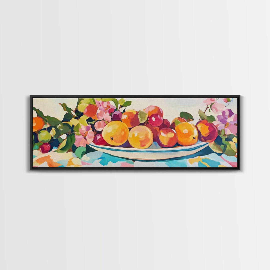 Bright Citrus Fruit Platter Canvas Print, Colorful Kitchen Wall Art, Farmhouse Dining Room Decor, Foodie Gift, Art Print