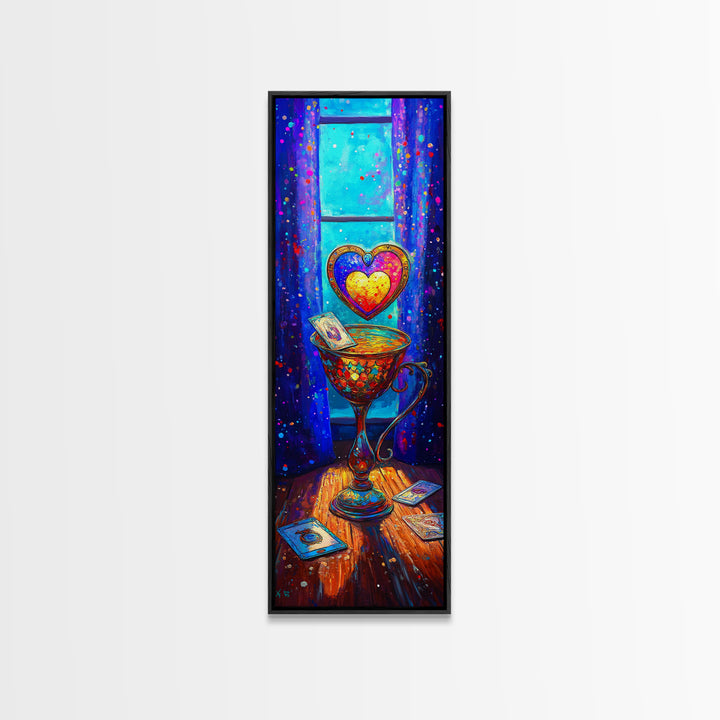 Glowing Heart Goblet By Window Wall Art, Romantic Bedroom Art, Whimsical Love Wall Decor, Gift For Her, Cozy Decor, Valentine Gift