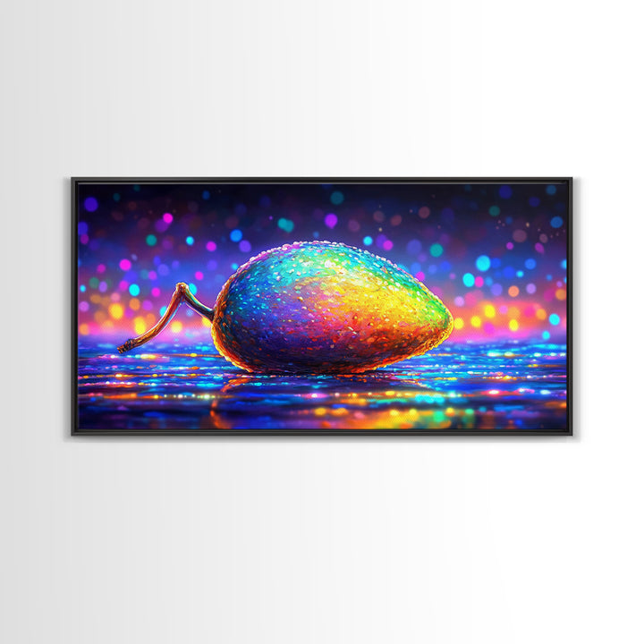 Rainbow Computer Mouse Wall Art, Neon Tech Canvas Print, Gamer Room Decor, Cyberpunk Office Art Gift For Programmers Home Decor