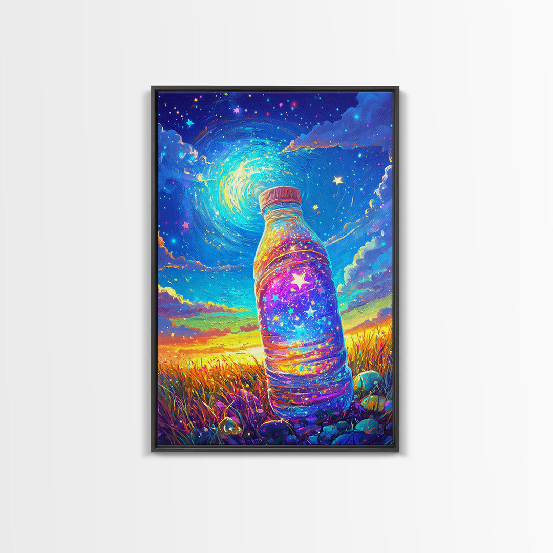 Starry Galaxy Bottle Wall Art, Whimsical Celestial Landscape, Colorful Nursery Decor, Kids Room Art, Magical Fantasy Print