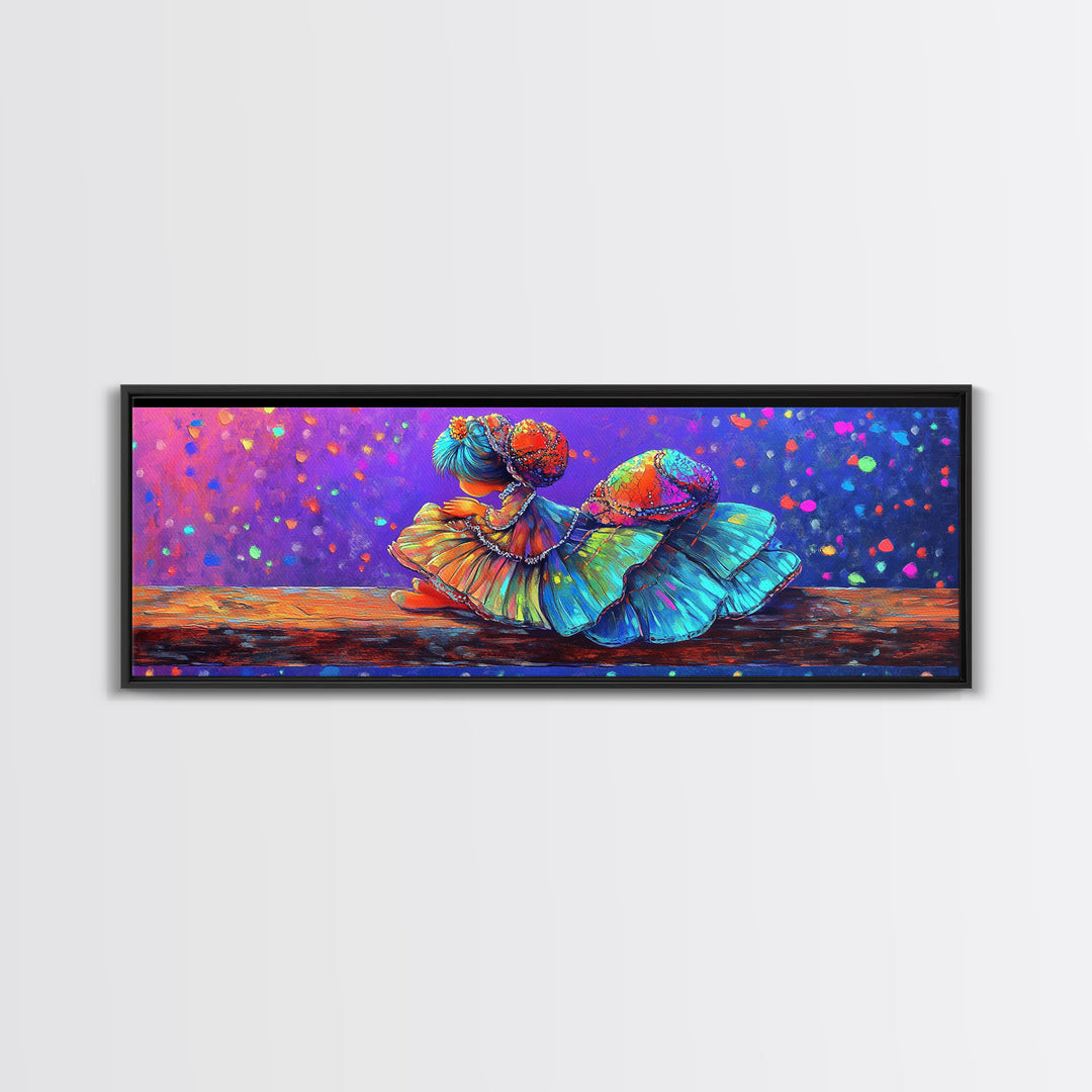 Colorful Curled Doll In Ruffled Dress Canvas Print, Whimsical Wall Art, Girls Room Decor, Nursery Wall Art, Cute Art Print