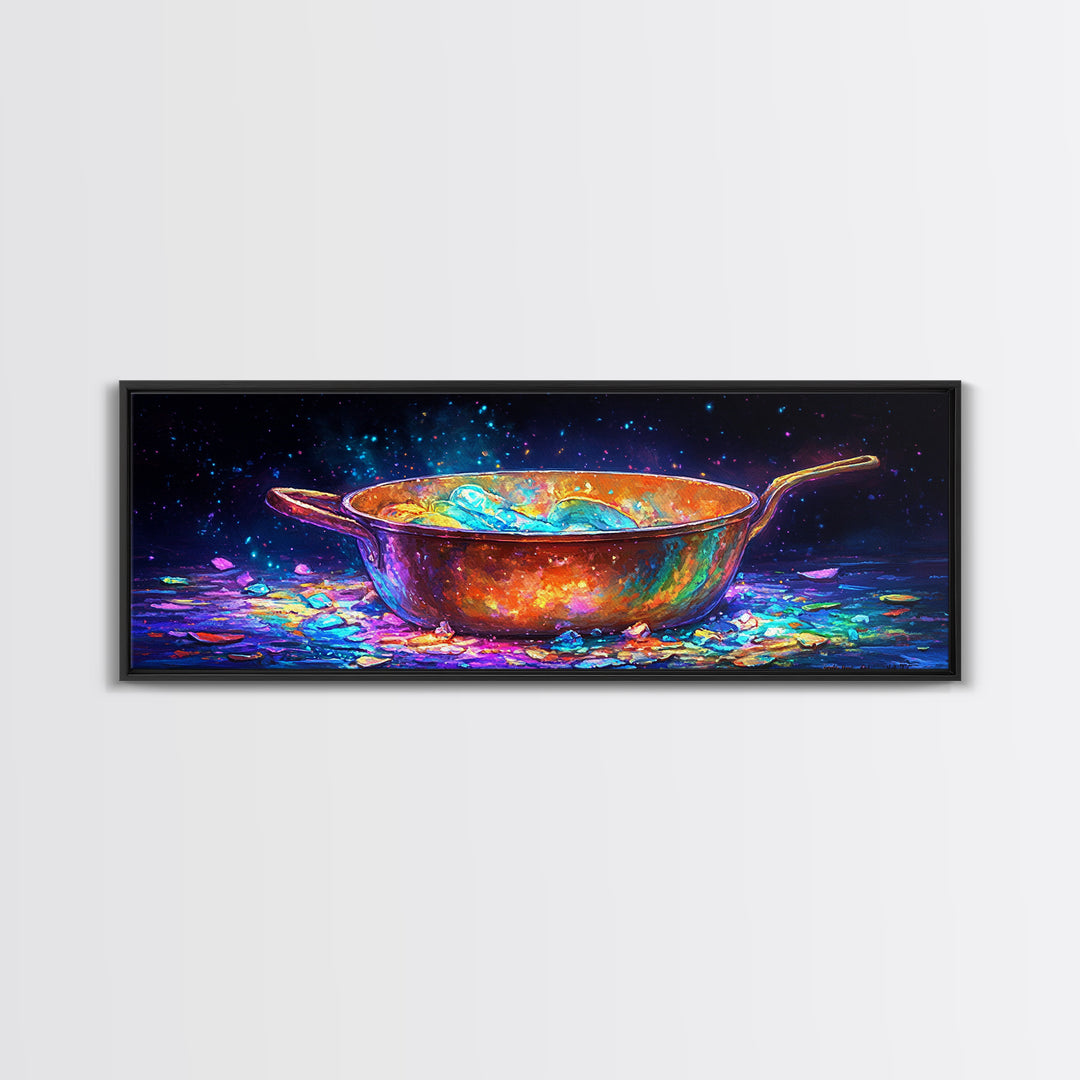 Glowing Copper Pan With Shimmering Water Canvas Print, Kitchen Wall Art, Rustic Kitchen Decor, Foodie Gift, Dining Room Prints