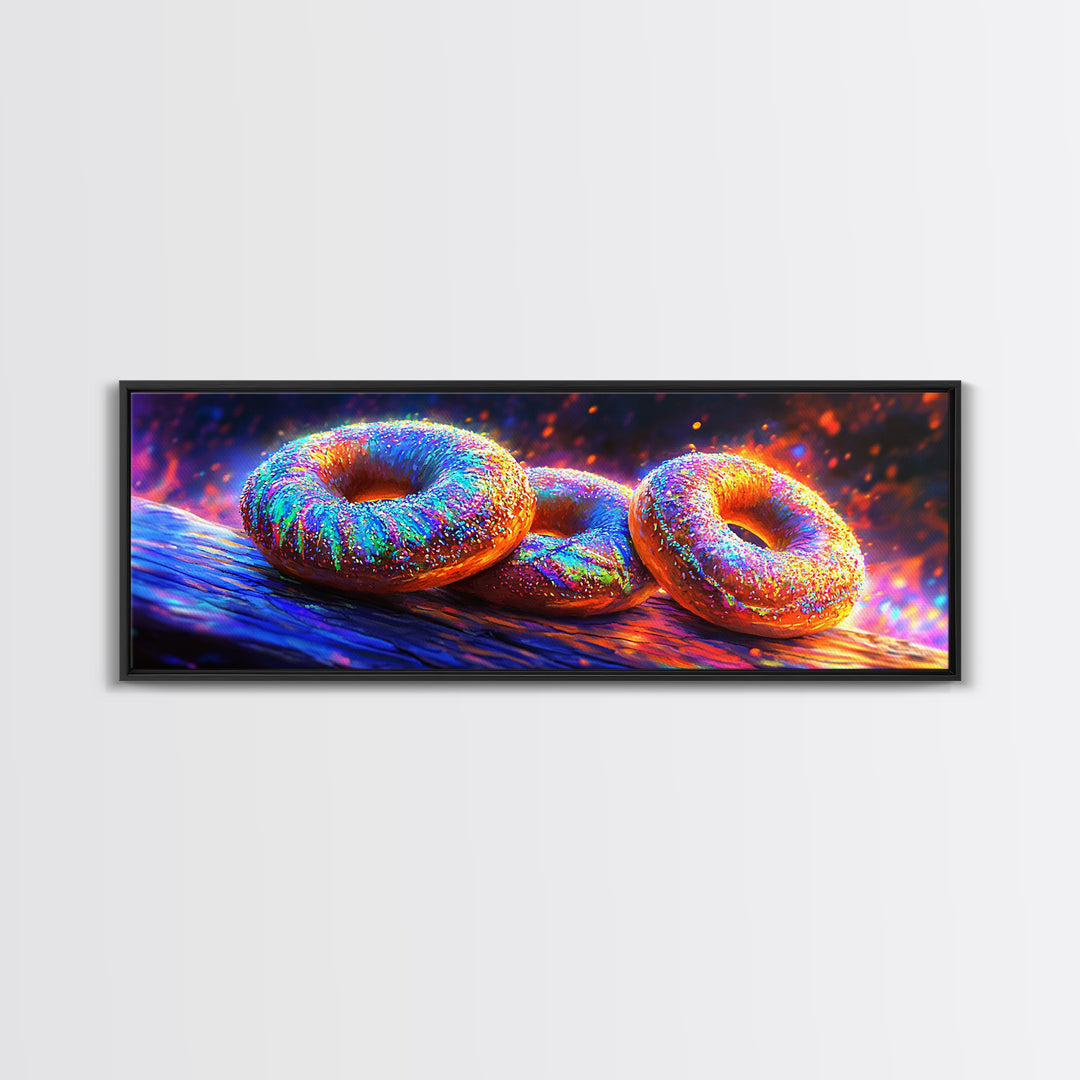 Sparkling Donuts On Rustic Wood Canvas Print, Bakery Wall Art, Cute Kitchen Decor, Dessert Art Print, Food Lover Gift And Cafe Decor
