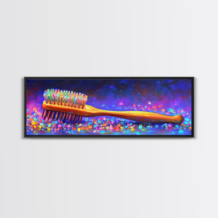 Bright Toothbrush Canvas Print, Funny Bathroom Wall Art, Colorful Dental Office Decor, Toothbrush Art, Dental Hygienist Gift