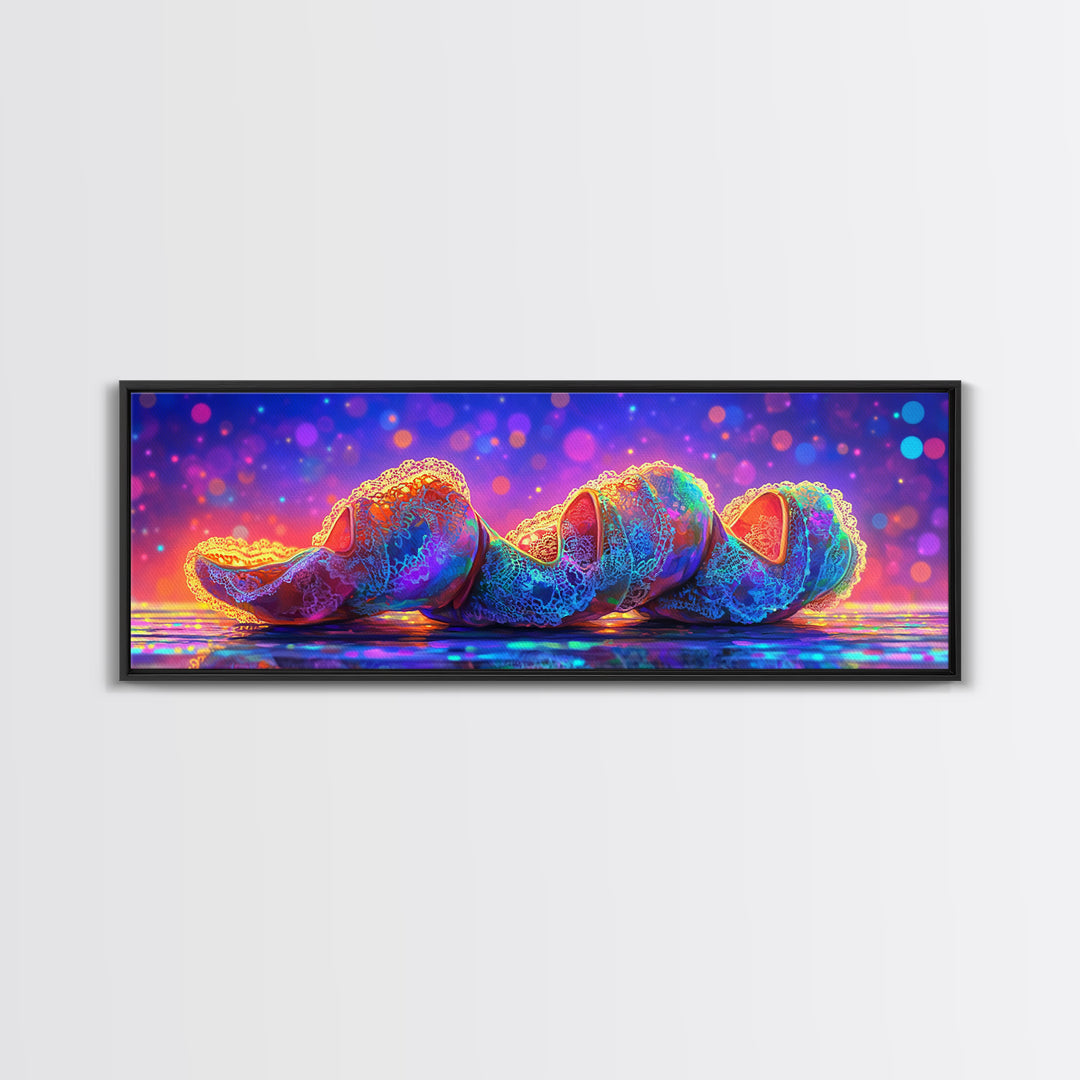 Rainbow Seashell Trio On Shimmering Beach Canvas Print, Coastal Wall Art, Ocean Decor, Beach House Gift For Her, Summer Decor