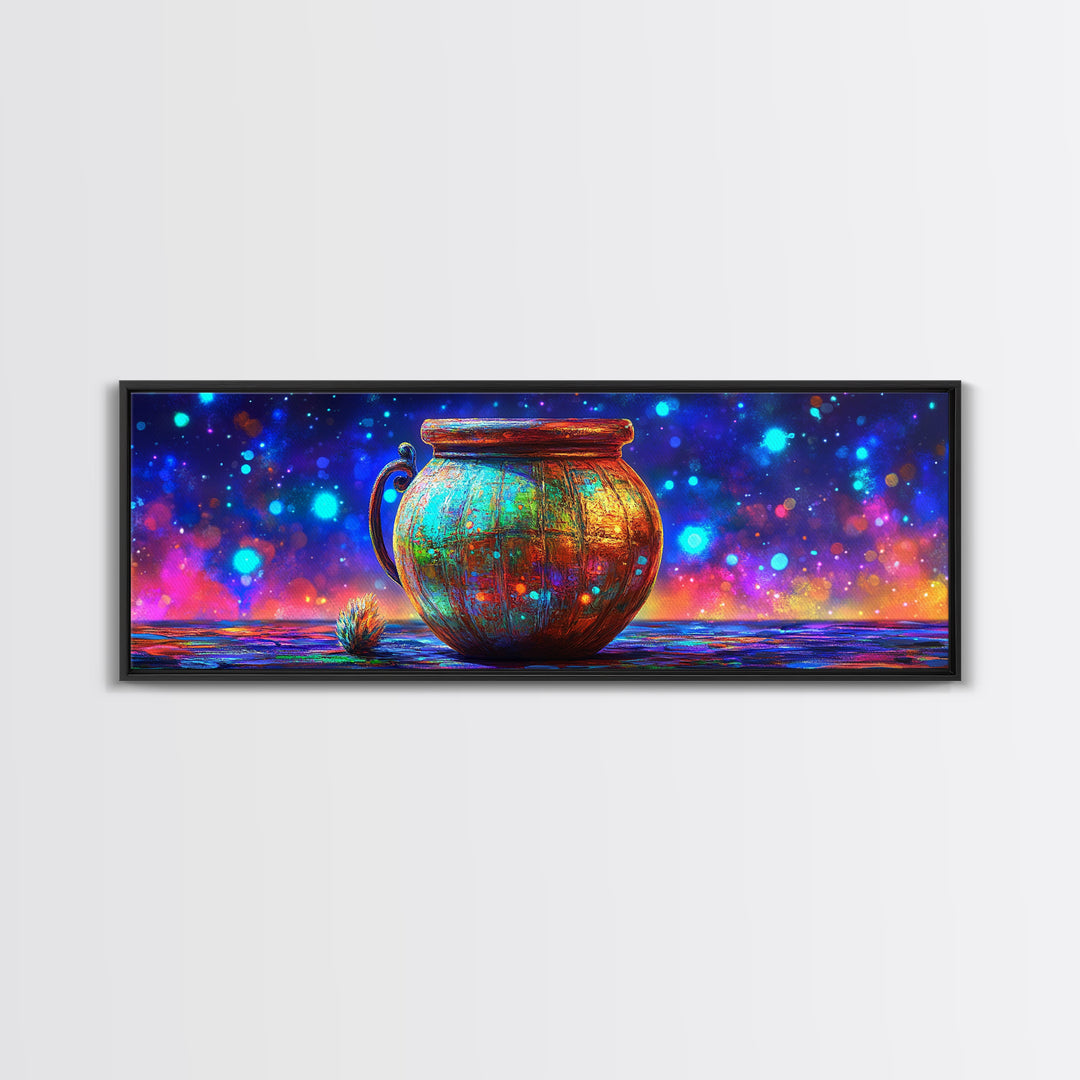 Rustic Copper Cauldron Under Stars Wall Art, Magical Celestial Decor, Whimsical Art Print, Witchy Decor, Cozy Home Decor
