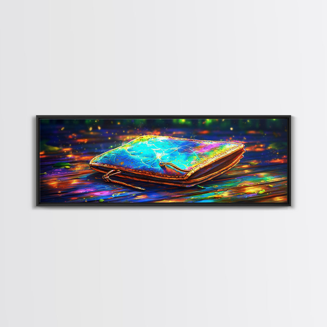 Glowing Leather Journal Wall Art, Bookish Decor, Writing Desk Art Print, Cozy Library Decor, Office Wall Decor, Gift For Her