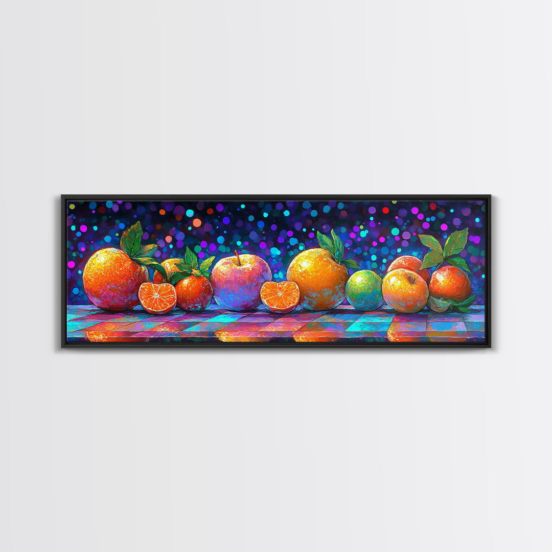 Vibrant Citrus And Apple Still Life Framed Canvas Print, Colorful Kitchen Wall Art, Fruit Art, Modern Home Decor, Foodie Gift