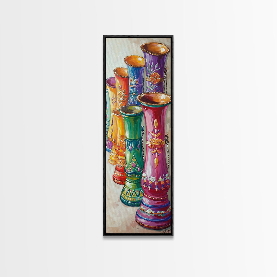 Colorful Painted Western Boot Vases Wall Art, Boho Southwestern Decor, Eclectic Farmhouse Canvas Print, Living Room Gift
