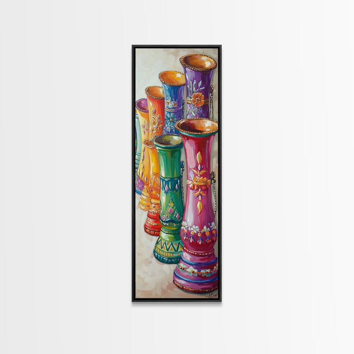 Colorful Painted Western Boot Vases Wall Art, Boho Southwestern Decor, Eclectic Farmhouse Canvas Print, Living Room Gift