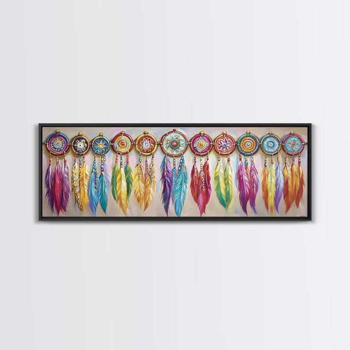 Colorful Dreamcatcher Feather Wall Art, Boho Western Decor, Southwestern Nursery Print, Vibrant Tribal Housewarming Gift