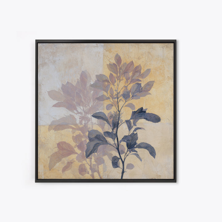 Tonal Botanical Shadows on Plaster Surface Canvas Print, Above Bed Art, Original Art, Bedroom Decor, Fine Art, Serenity, ABA-1x1-23